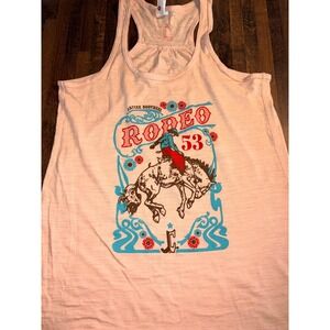 Jaycee Bootheel Rodeo 53 Graphic Tank Top Peach Racerback Slub Knit Womens Small